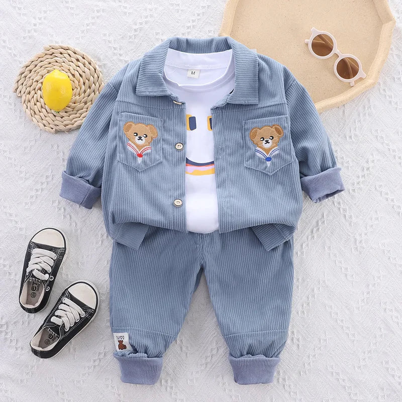 Baby & Kleinkind Set mit Bären-Print | Langarm Shirt & Hose | Unisex | 9 Mon.–5 Jahre