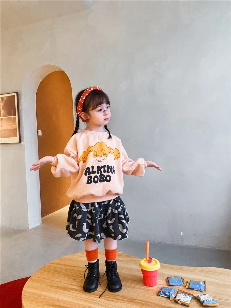Kinder Hoodie mit Cartoon-Print – Unisex Sweatshirt für Frühling & Herbst