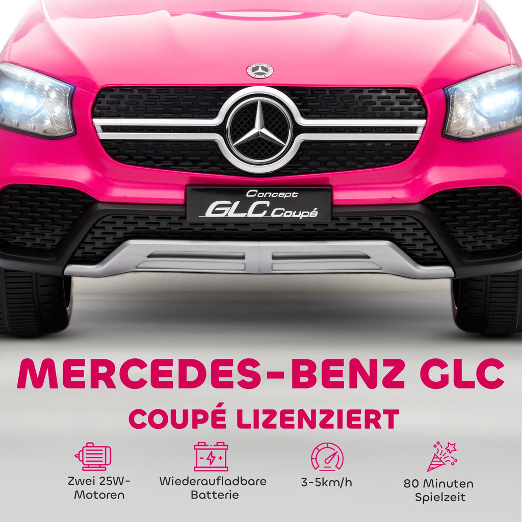 Kinder-Elektroauto 12V im Mercedes-Stil – Pink mit Fernbedienung & LED für Mädchen (3–6 Jahre)