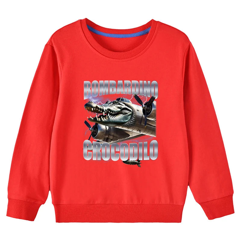Kinder Hoodie – Italian Brainrot Meme “Bombardino Crocodilo” – Unisex (3–12 Jahre)