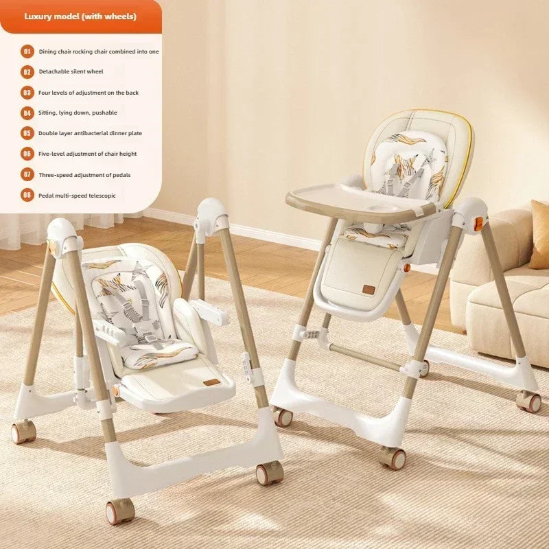 2-in-1 Baby-Hochstuhl & Schaukel – Verstellbarer Essstuhl für Babys