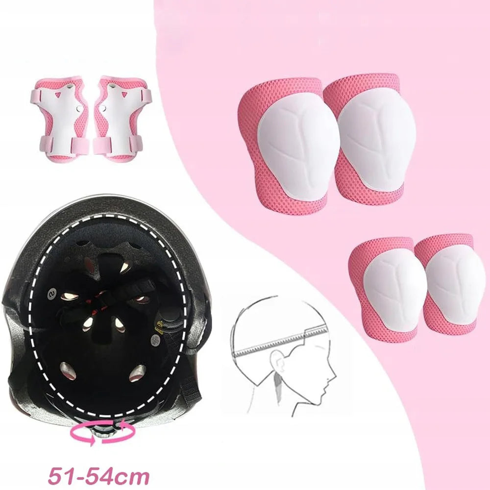 Kinder-Schutzset mit Helm in Rosa – Knie-, Ellbogen- & Handgelenkschützer inkl. Tragetasche (3–7 Jahre)
