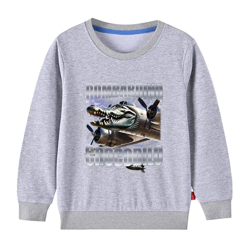 Kinder Hoodie – Italian Brainrot Meme “Bombardino Crocodilo” – Unisex (3–12 Jahre)