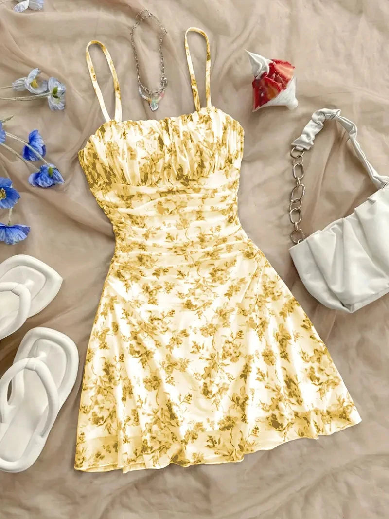 Mädchen Sommerkleid Schulterlos | A-Linie bis Wadenmitte | Ab 14 Jahre | inkl. Accessoire
