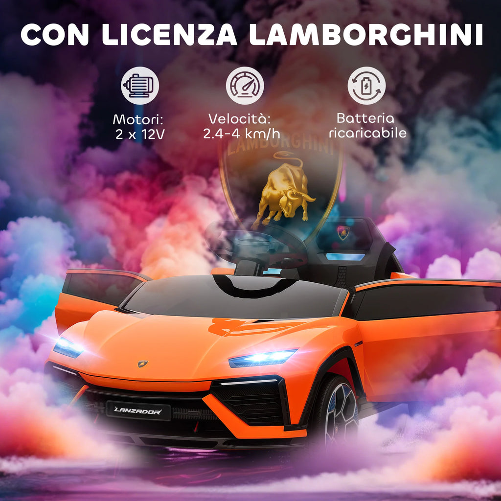 Kinder-Elektrosportwagen 12V in Orange – Scherentüren, Fernbedienung & MP3 (3–6 Jahre)