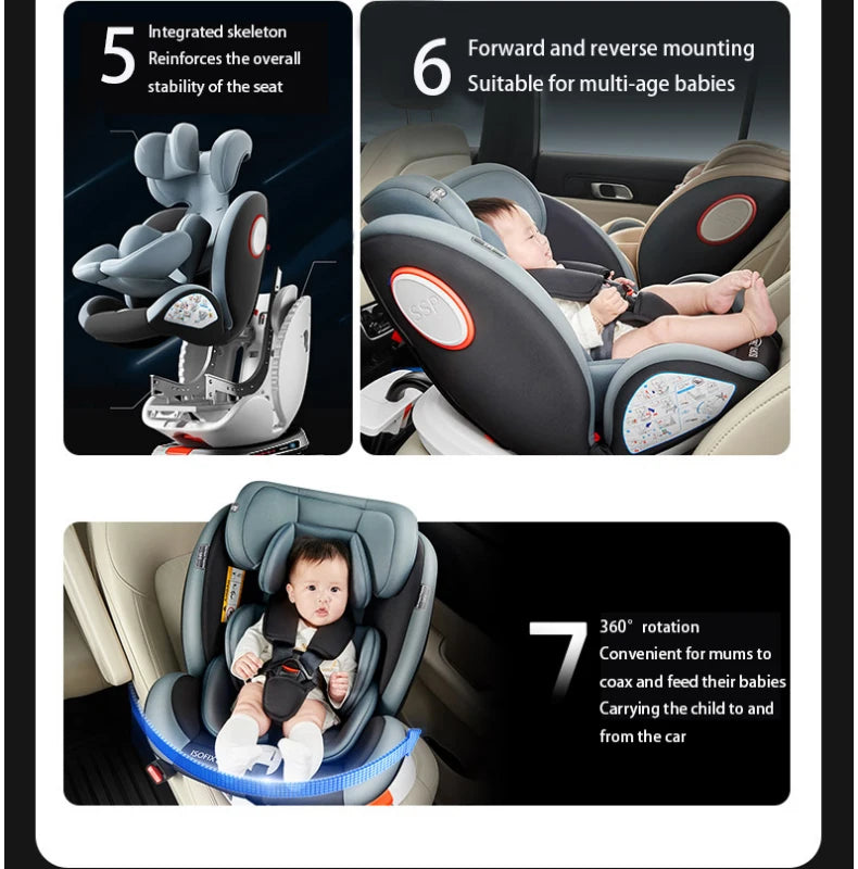 R129 i-Size 360° Baby-Autositz mit ISOFIX – 40–150 cm, rückwärts & vorwärts nutzbar
