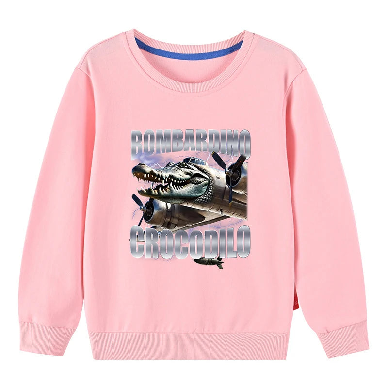Kinder Hoodie – Italian Brainrot Meme “Bombardino Crocodilo” – Unisex (3–12 Jahre)