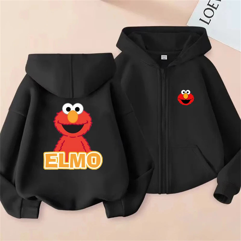 Kinder Hoodie mit Reißverschluss – Elmo Sesame Street Print, Unisex (3–12 Jahre)
