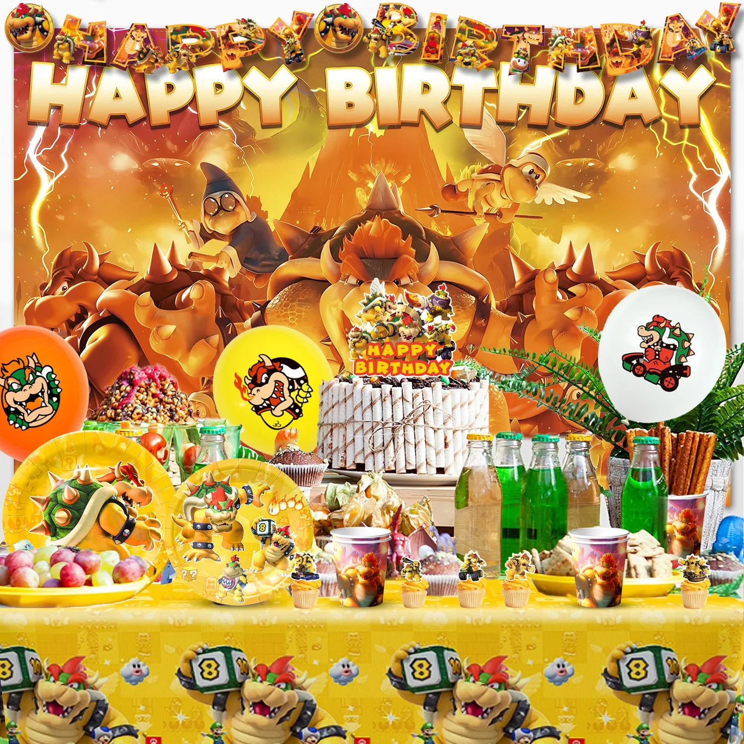 Bowser King Koopa Geburtstag Party-Set – Deko & Geschirr Komplettset“.