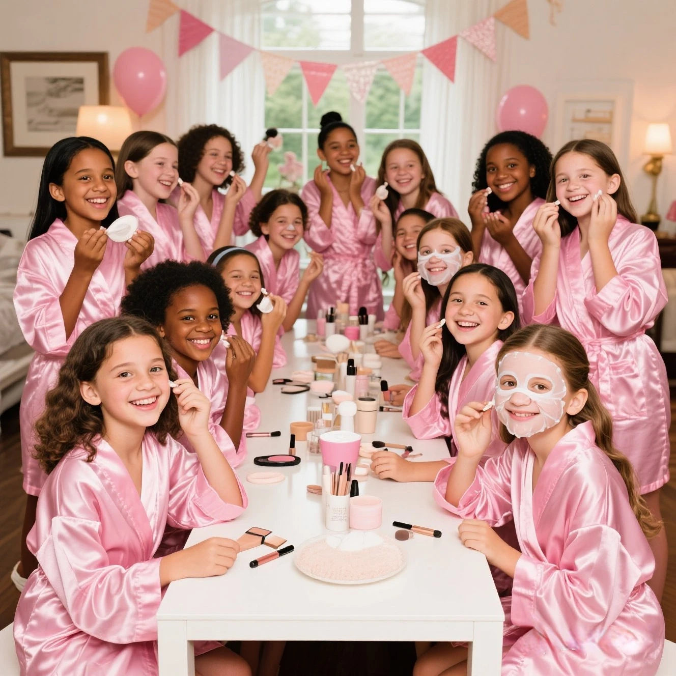 Spa Party Set für Mädchen – 6-teiliges Bademantel- & Pyjamaparty-Set