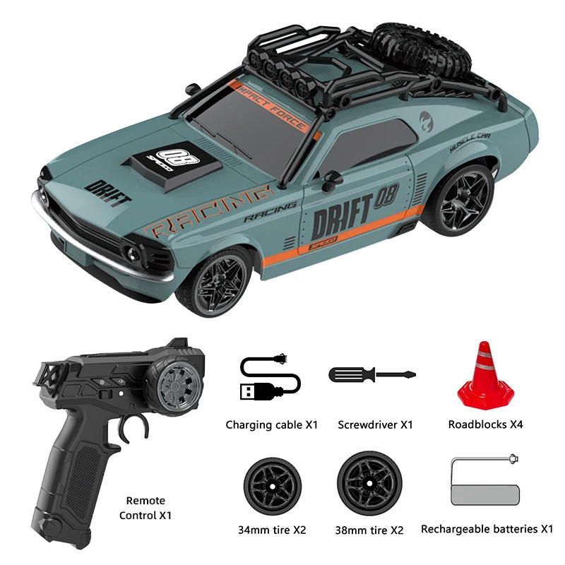 RC Drift-Auto 1:18 – Ferngesteuertes Rennfahrzeug mit Licht & 2,4-GHz-Funk