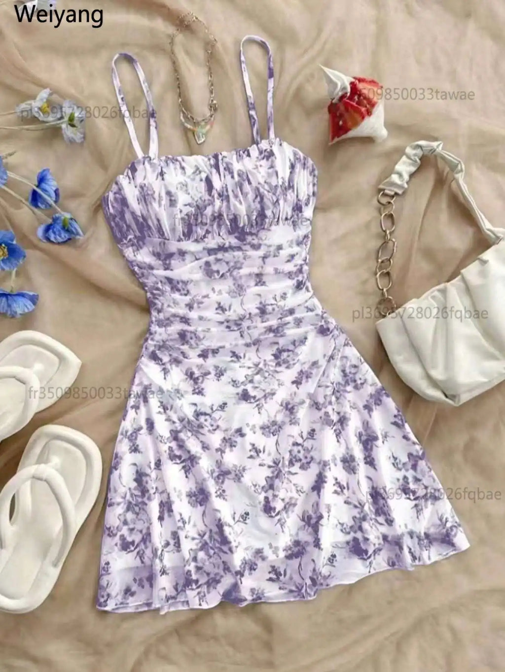 Mädchen Sommerkleid Schulterlos | A-Linie bis Wadenmitte | Ab 14 Jahre | inkl. Accessoire