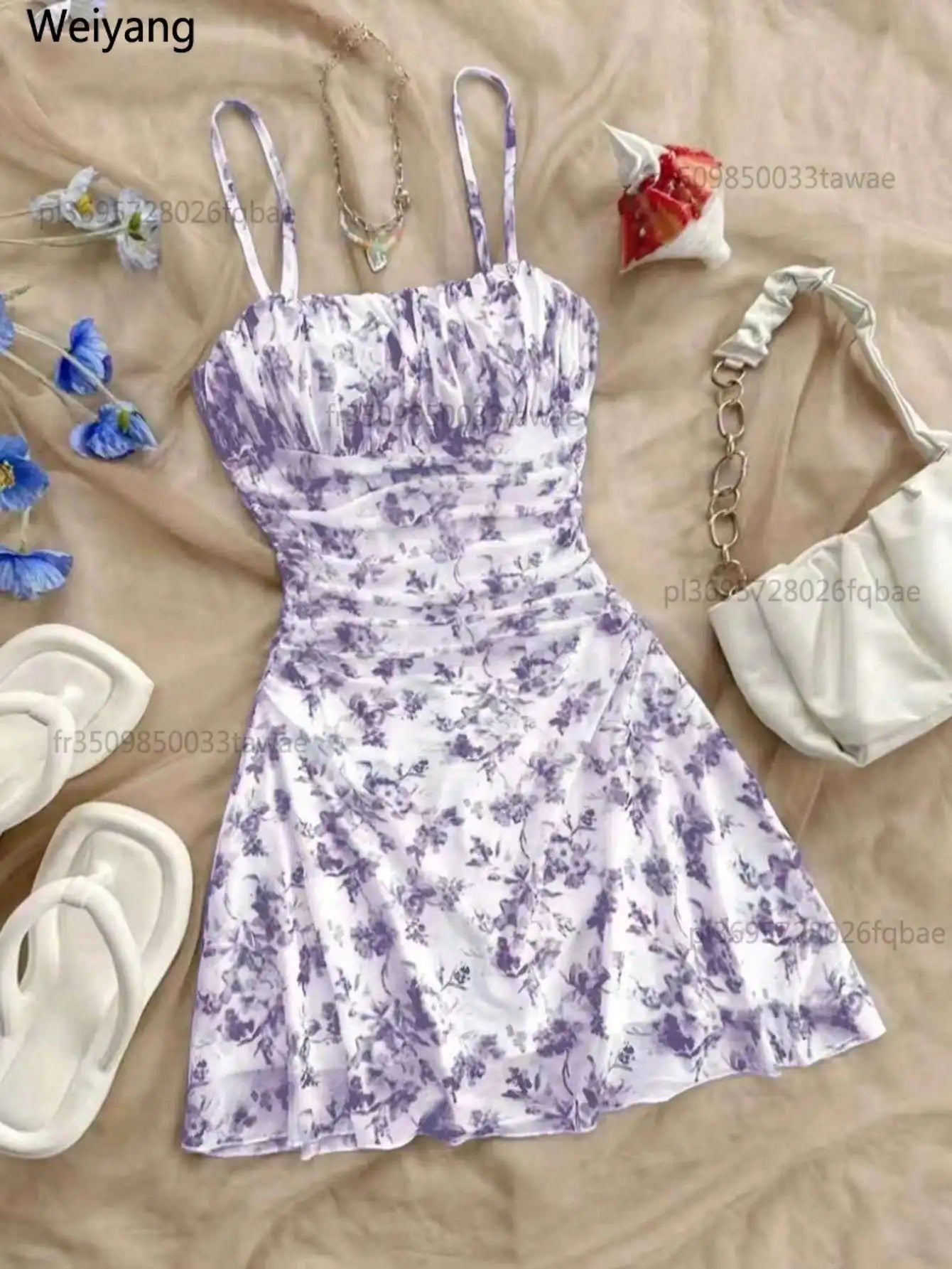 Mädchen Sommerkleid Schulterlos | A-Linie bis Wadenmitte | Ab 14 Jahre | inkl. Accessoire