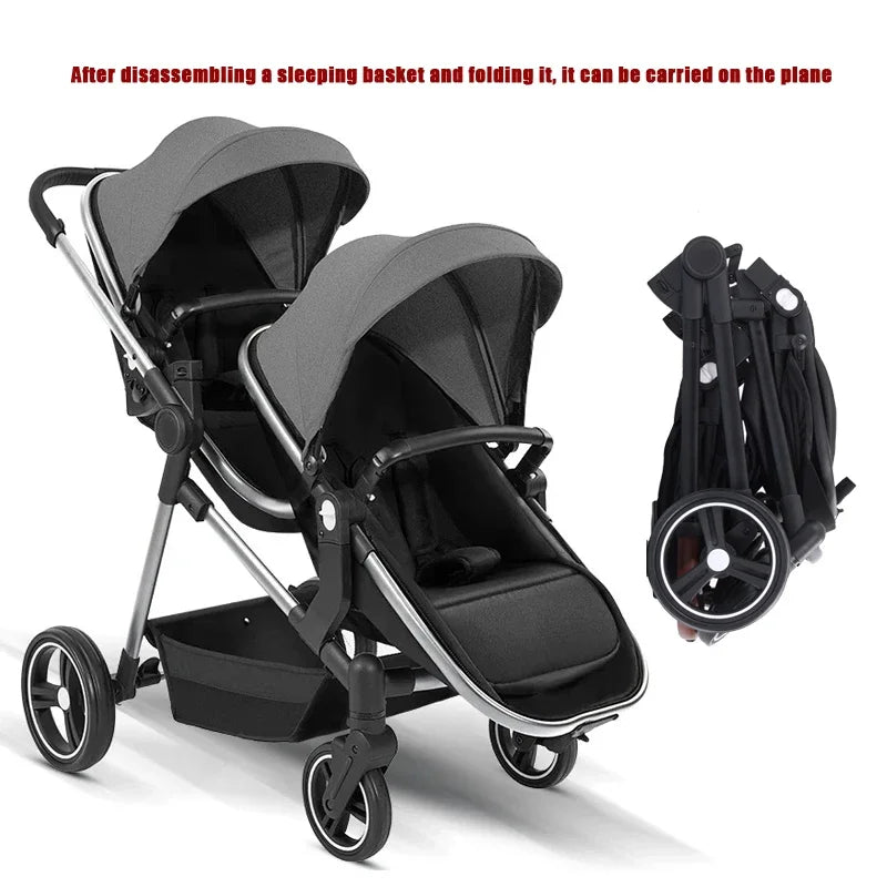 Multifunktionaler Zwillingskinderwagen – Faltbar, leicht & zum Babyfahrrad umbaubar