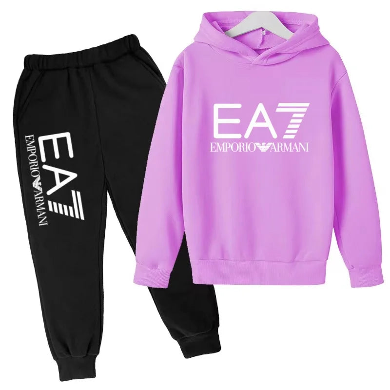 Kinder Jogginganzug 2-teilig – Hoodie & Hose mit Schriftzug für Jungen & Mädchen