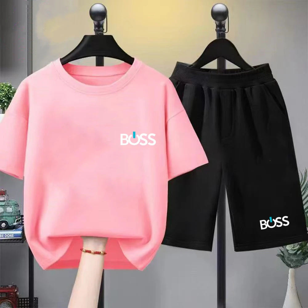Kinder Sommer-Set 2-teilig – T-Shirt & Shorts mit Print für Jungen & Mädchen