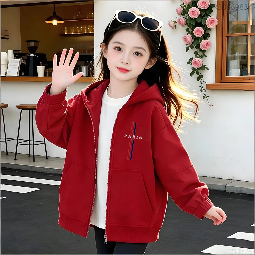Kinder Hoodie-Jacke mit Reißverschluss – Unisex, Herbst & Frühling (3–12 Jahre)