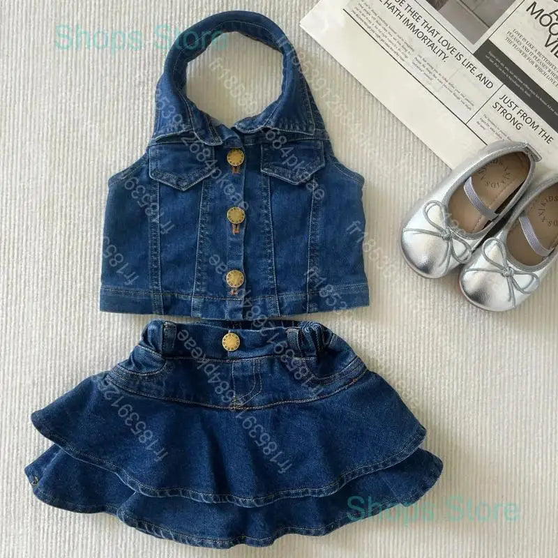 Mädchen Sommer-Set 2-11 Jahre – Jeans-Weste & Rock, 2-teilig