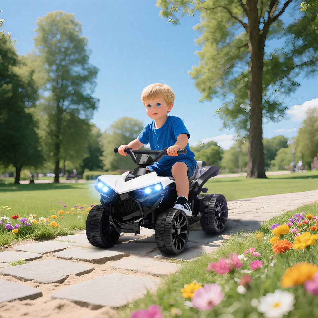 6V Elektro-Quad für Kinder mit Musik & LED-Licht – Weiß