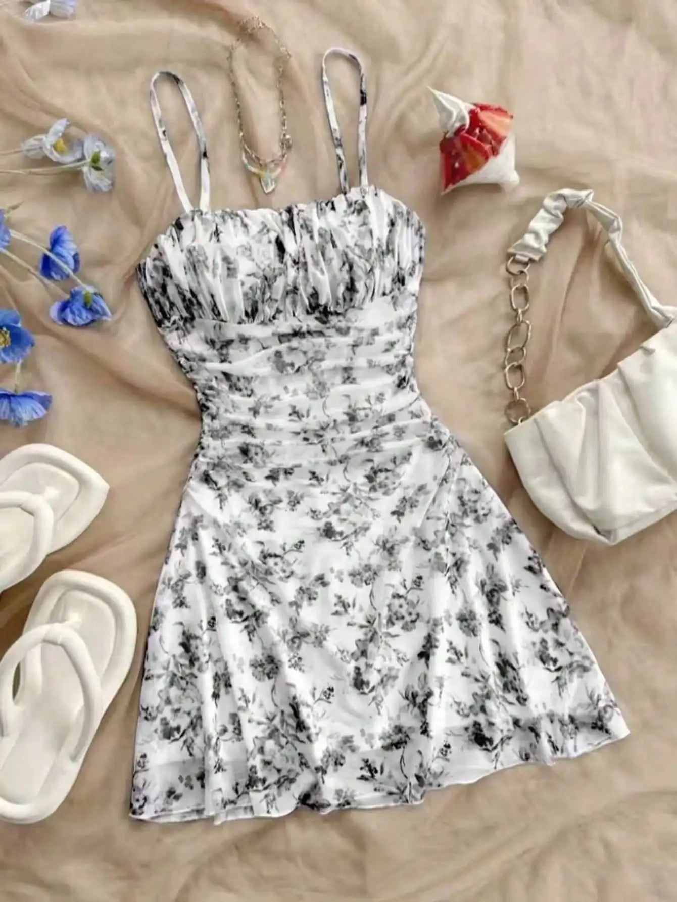 Mädchen Sommerkleid – Blumen-Neckholder, ärmellos, A-Linie (ab 14 Jahren)