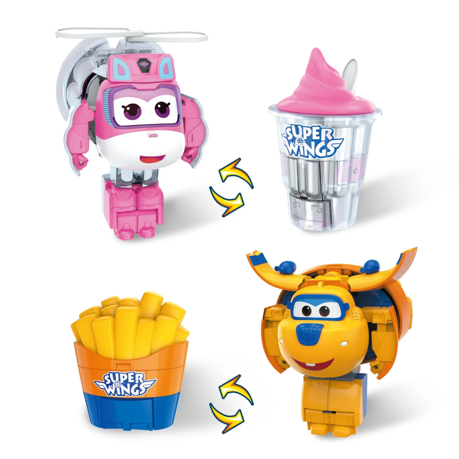Super Wings 2-in-1 Transformierbarer Roboter – Dizzy & Donnie Foodie-Serie