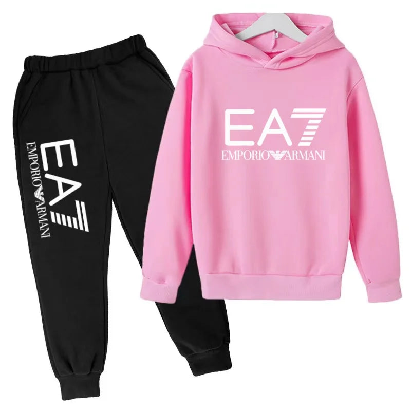 Kinder Jogginganzug 2-teilig – Hoodie & Hose mit Schriftzug für Jungen & Mädchen