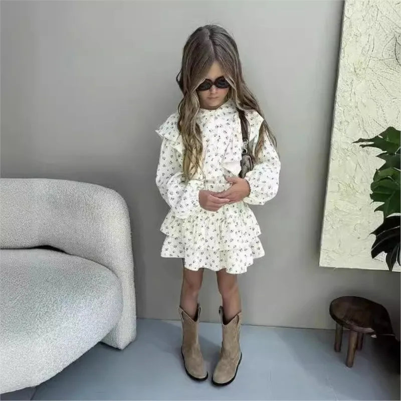 Baby Mädchen Set – Blumenhemd & Layered Rock, 2-teilig (2–7 Jahre)