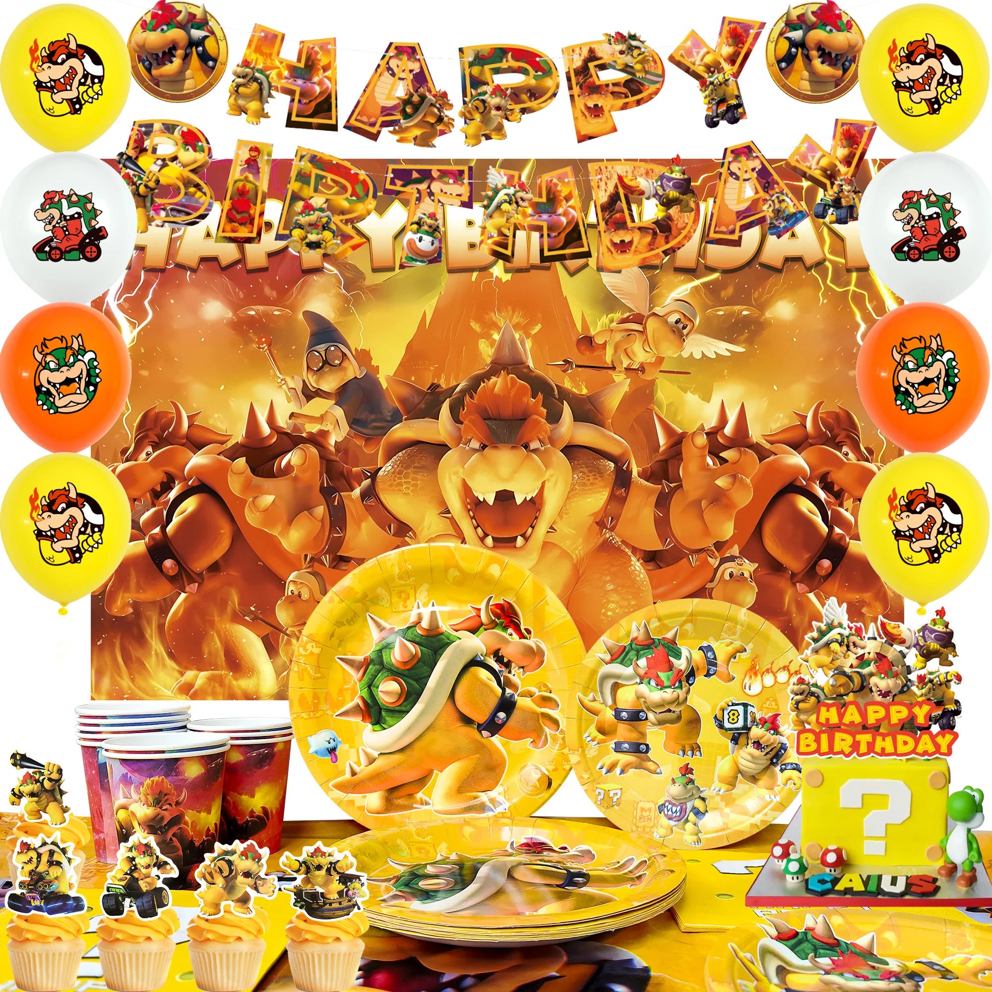 Bowser King Koopa Geburtstag Party-Set – Deko & Geschirr Komplettset“.
