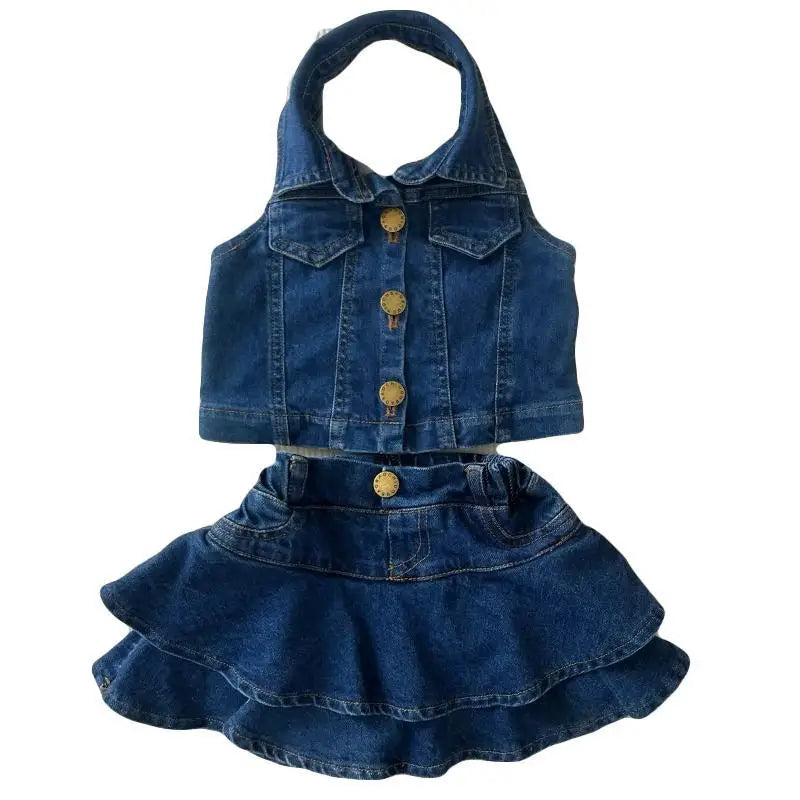 Mädchen Sommer-Set 2-11 Jahre – Jeans-Weste & Rock, 2-teilig