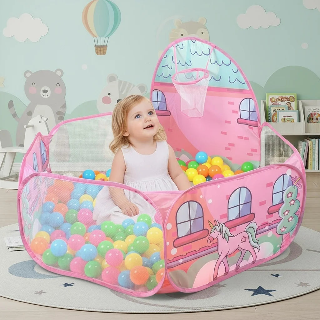 Faltbares Kinder-Spielzelt & Bällebad – Großes Pop-Up Spielgehege für drinnen & draußen