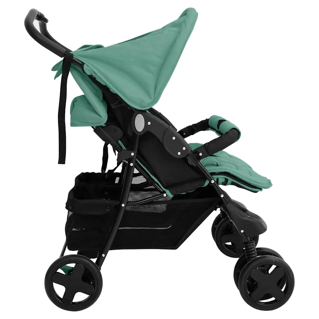 Doppel-Kinderwagen aus Stahl faltbar – Für 1–2 Kinder bis je 15 kg