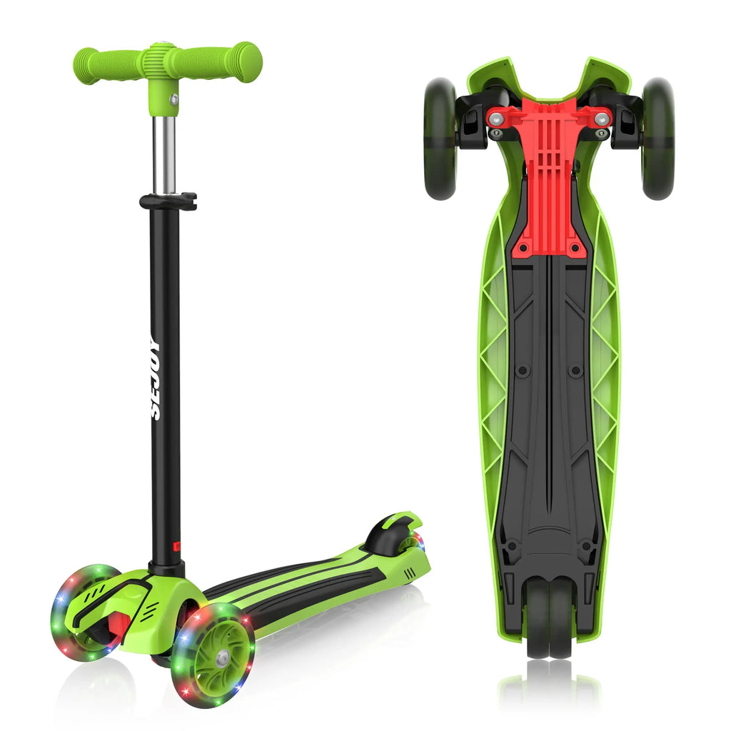 SEJOY 3-Rad-Kinderroller klappbar – Mit LED-Leuchträdern & höhenverstellbarem Lenker (3–12 Jahre)