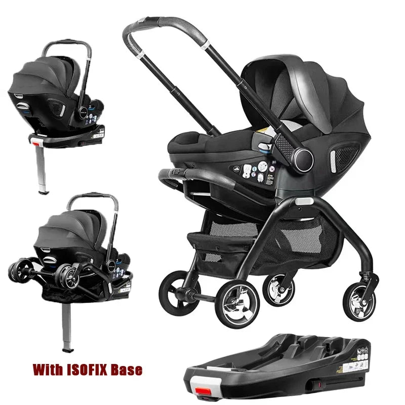 LUVCHAIN 4-in-1 Kinderwagen mit ISOFIX & Autositz – Faltbar, für Neugeborene (EU-Versand)
