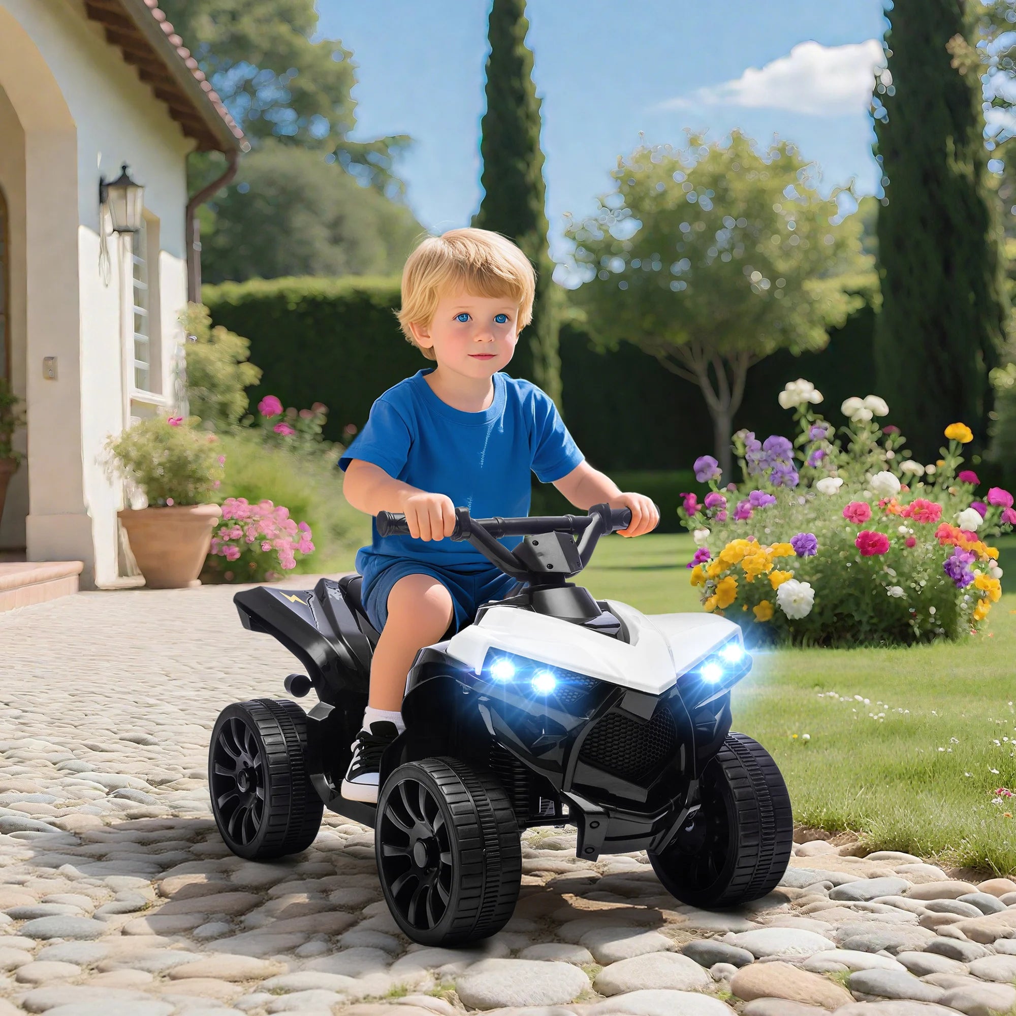 6V Elektro-Quad für Kinder mit Musik & LED-Licht – Weiß