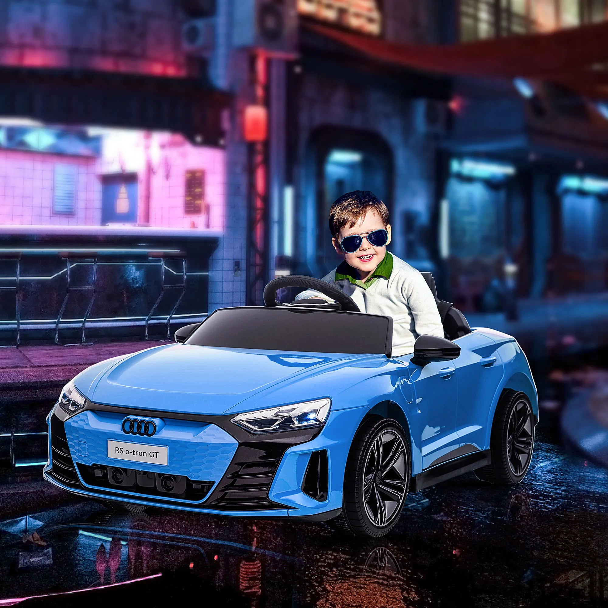 Kinder-Elektroauto 12V in Blau – Mit Eltern-Fernbedienung, LED & Sound, CE-zertifiziert (3–6 Jahre)