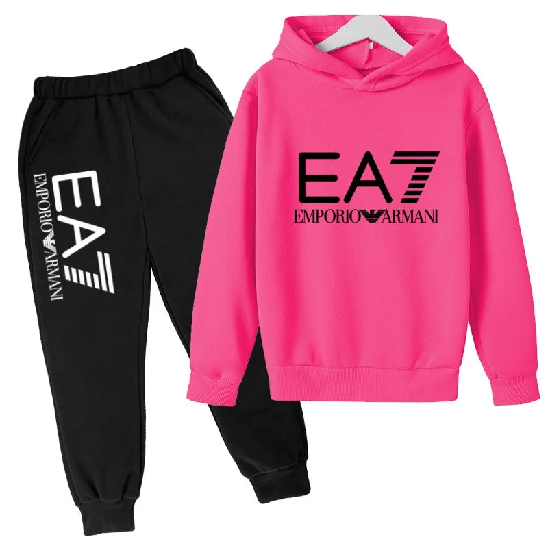 Kinder Jogginganzug 2-teilig – Hoodie & Hose mit Schriftzug für Jungen & Mädchen