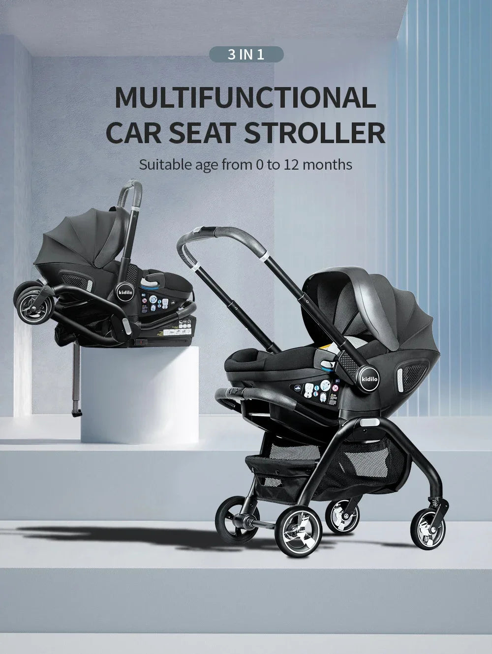 LUVCHAIN 4-in-1 Kinderwagen mit ISOFIX & Autositz – Faltbar, für Neugeborene (EU-Versand)