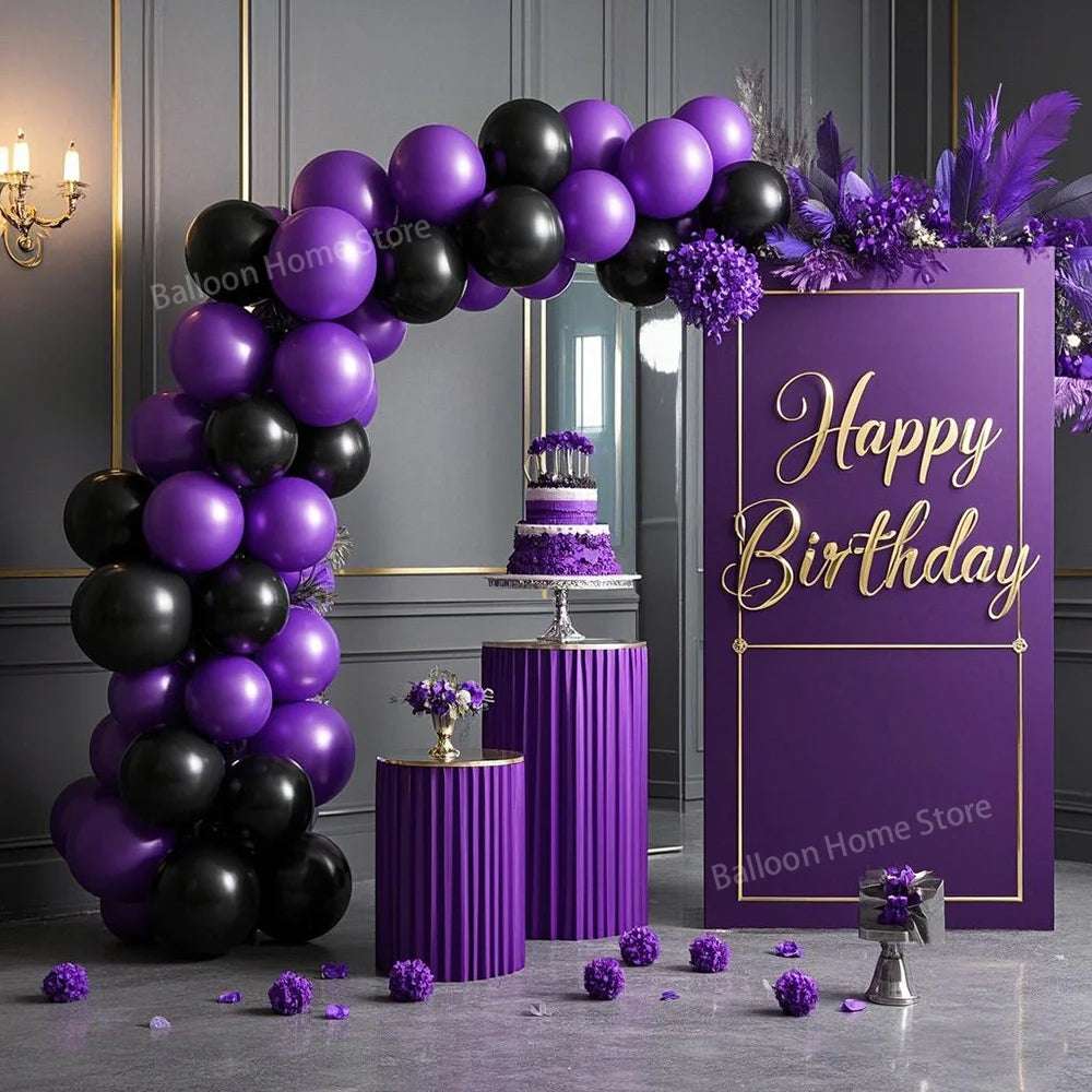 Ballon-Girlanden-Set Lila & Schwarz – 77-teilig