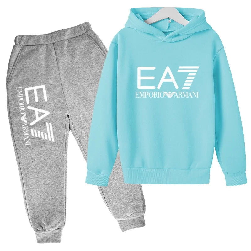 Kinder Jogginganzug 2-teilig – Hoodie & Hose mit Schriftzug für Jungen & Mädchen