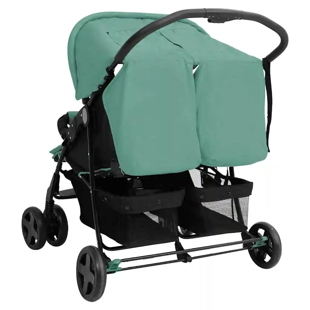 Doppel-Kinderwagen aus Stahl faltbar – Für 1–2 Kinder bis je 15 kg