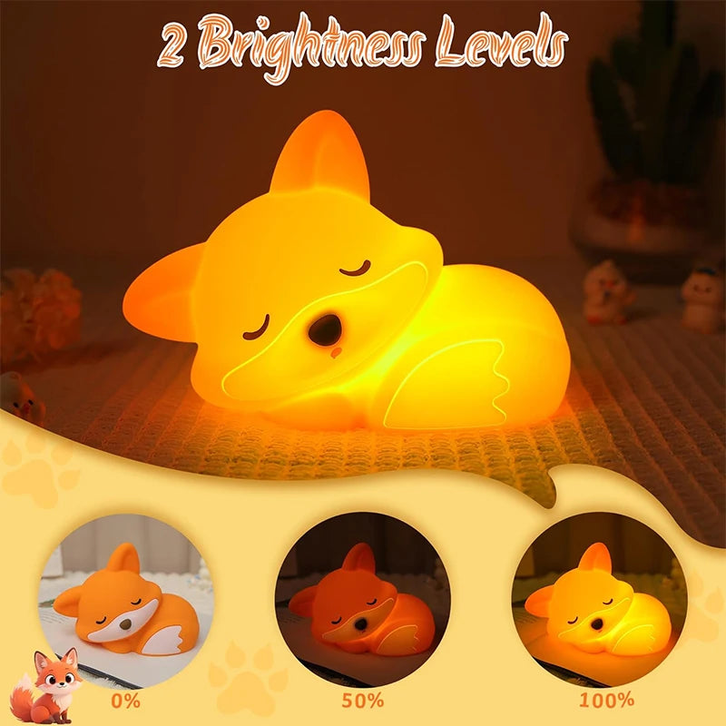 Fuchs LED Nachtlicht – Wiederaufladbare Kinderlampe mit Touch & 20-Minuten-Timer