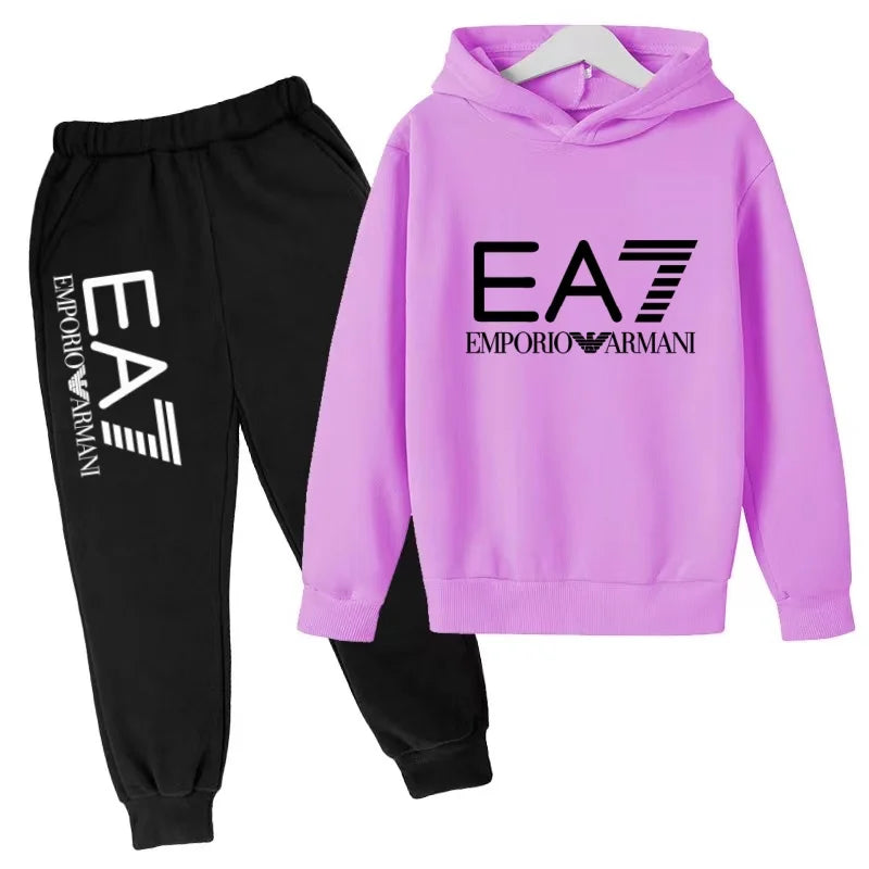 Kinder Jogginganzug 2-teilig – Hoodie & Hose mit Schriftzug für Jungen & Mädchen