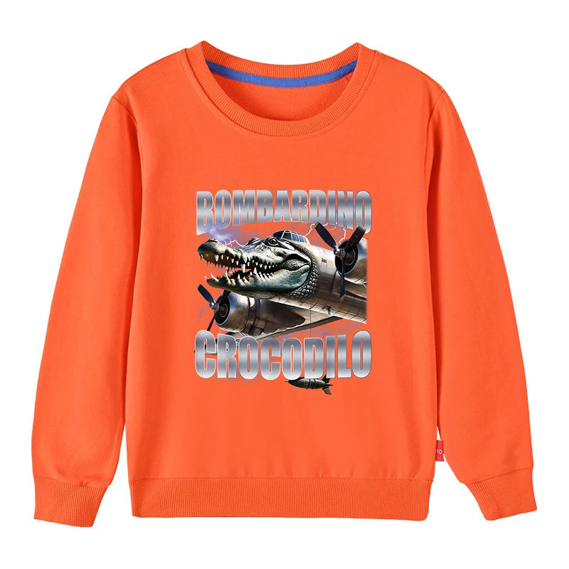 Kinder Hoodie – Italian Brainrot Meme “Bombardino Crocodilo” – Unisex (3–12 Jahre)