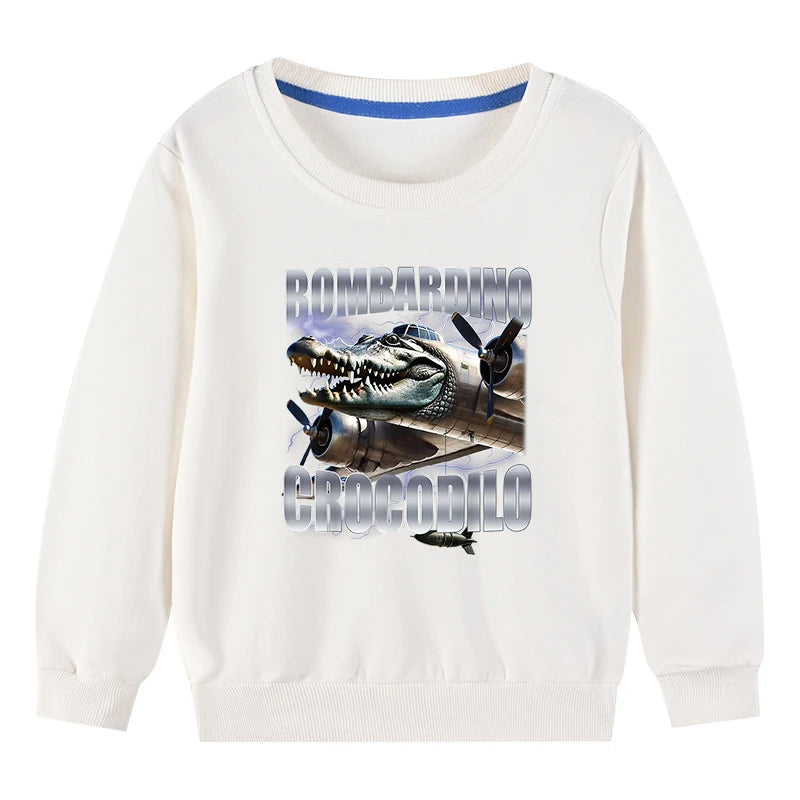 Kinder Hoodie – Italian Brainrot Meme “Bombardino Crocodilo” – Unisex (3–12 Jahre)