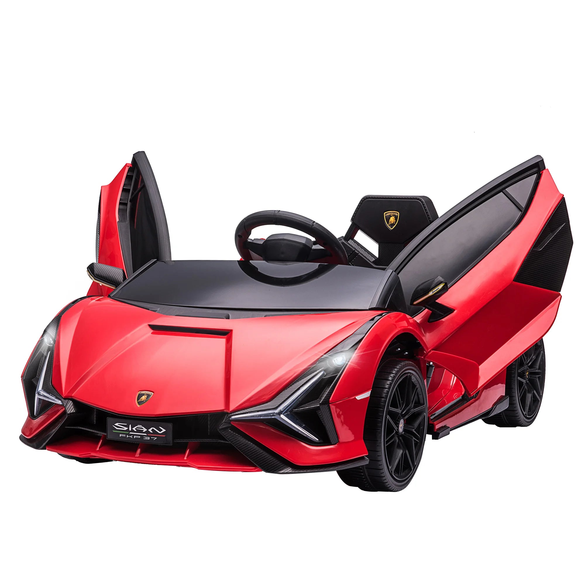 Kinder Elektroauto 12V – Rot, 2,4G-Fernbedienung, LED, Musik & Sicherheitsgurt (3–5 Jahre)