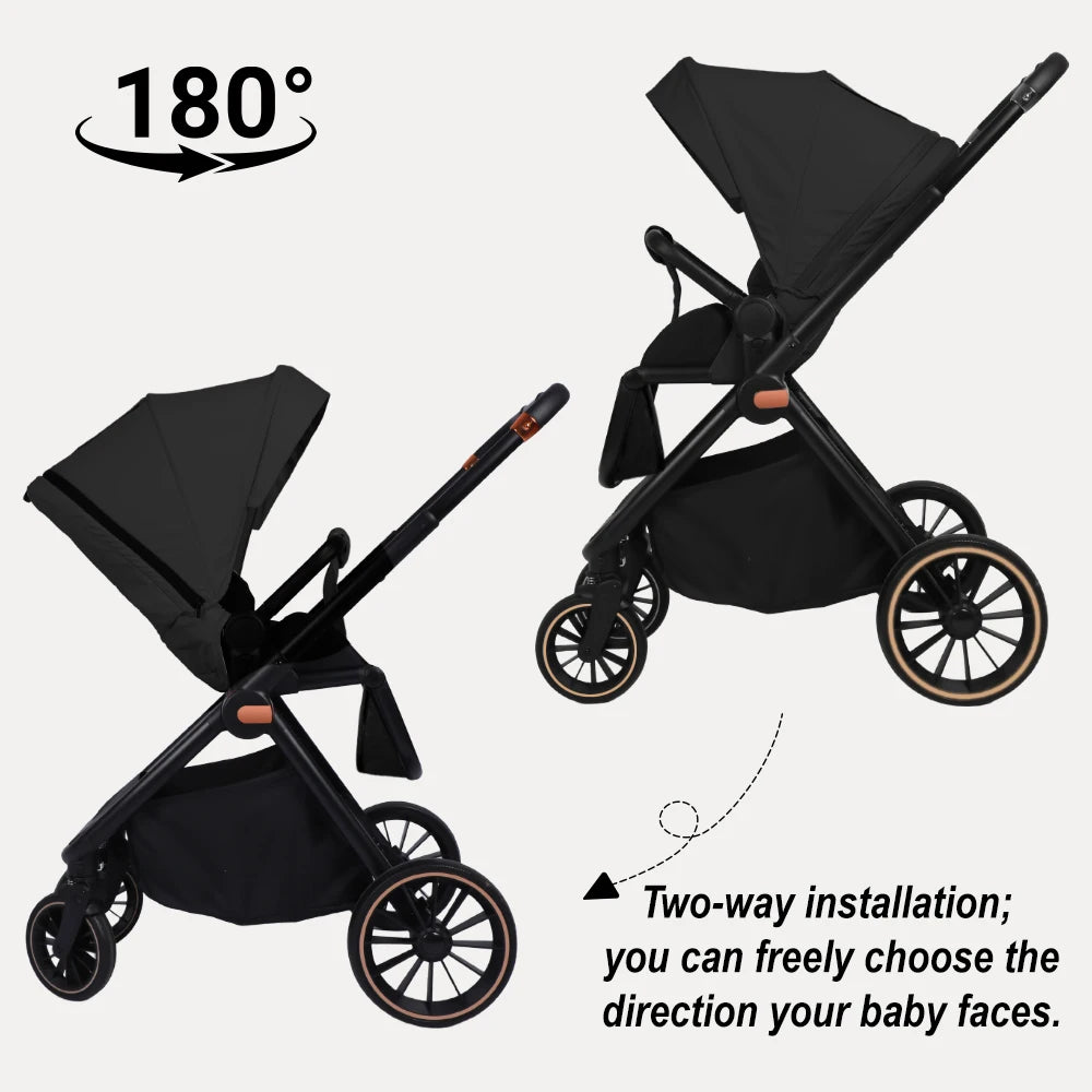 BabyVoyage 4-in-1 Kinderwagen-Reisesystem mit ISOFIX & 360°-Schwenkrädern – Für Neugeborene bis 26 kg