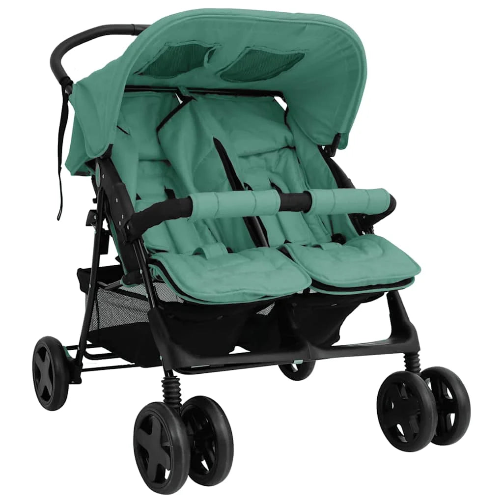 Doppel-Kinderwagen aus Stahl faltbar – Für 1–2 Kinder bis je 15 kg