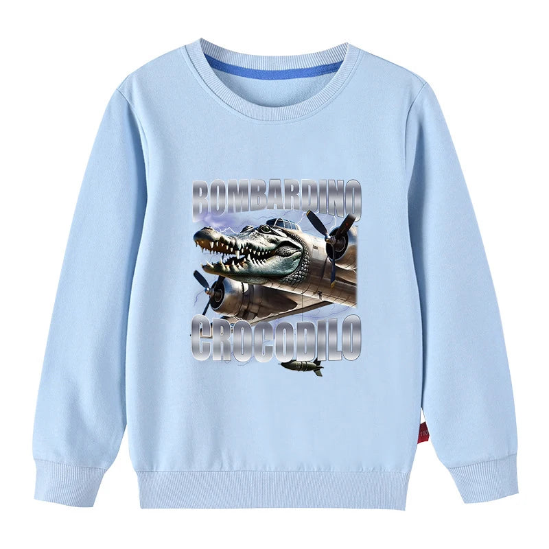 Kinder Hoodie – Italian Brainrot Meme “Bombardino Crocodilo” – Unisex (3–12 Jahre)