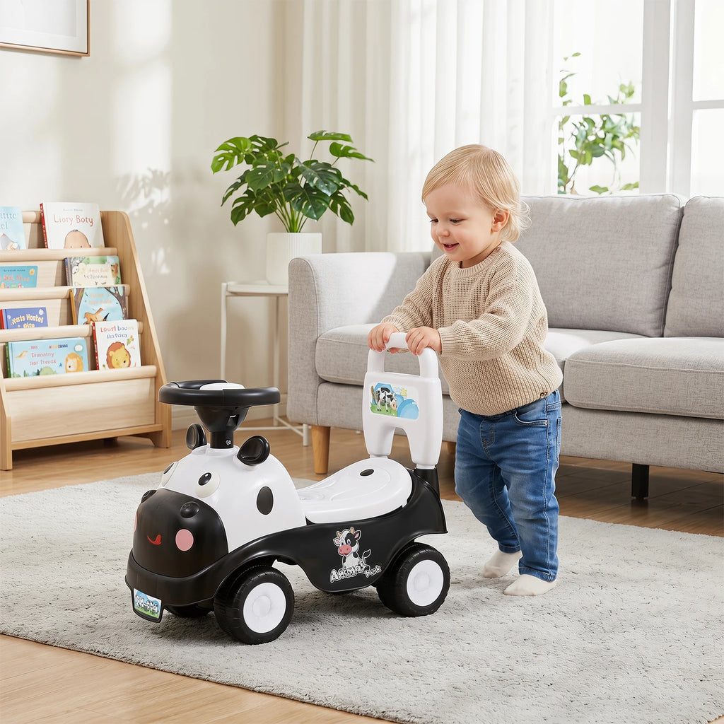 Kinderroller in Kuh-Design mit Staufach