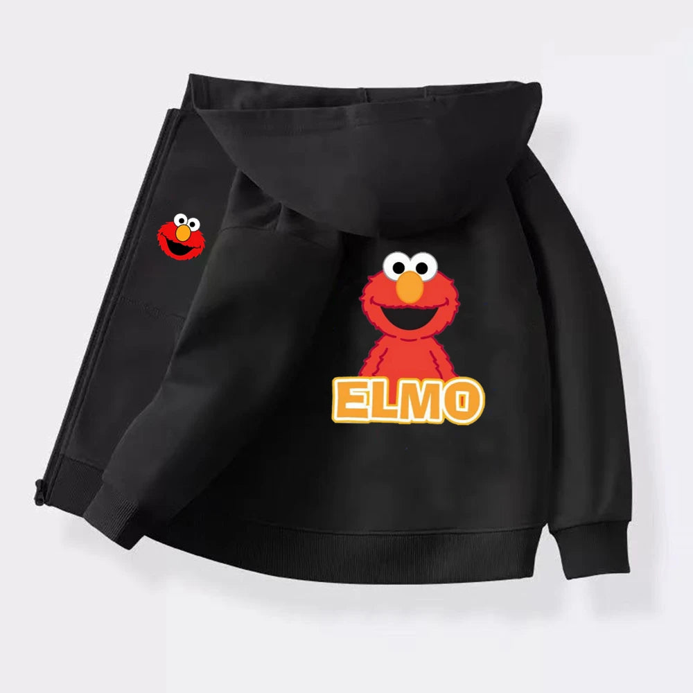 Kinder Hoodie mit Reißverschluss – Elmo Sesame Street Print, Unisex (3–12 Jahre)